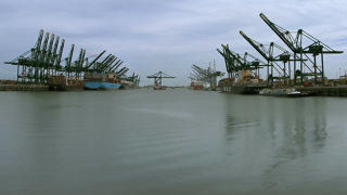 Antwerp harbour stock footage